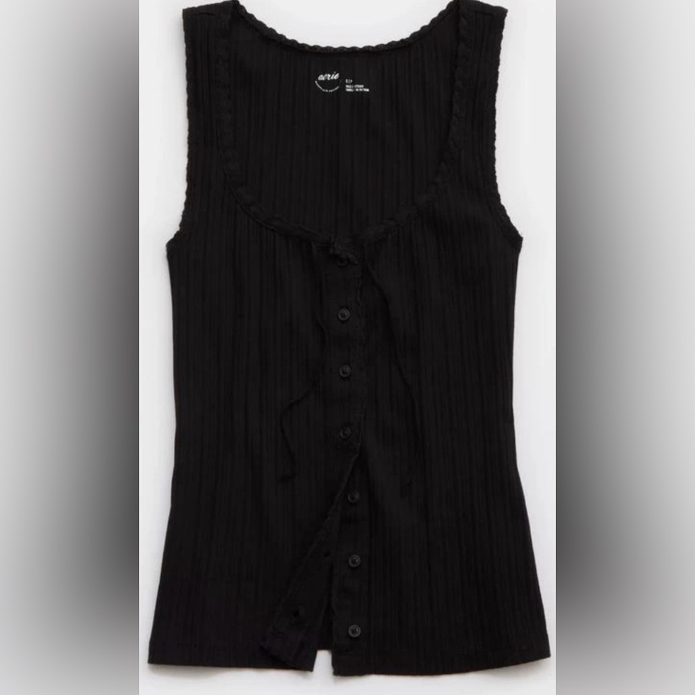 New with tag aerie Sleeveless Black Button-Up Top